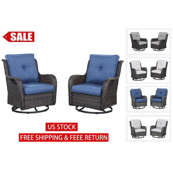 Outdoor 2Piece Wicker Swivel Chair Set Patio Furniture Bed Bath