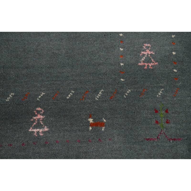 Hand Knotted Oriental 100% Wool Carpet Tribal Tribal Greys & Charcoal Gabbeh Area Rug - 7' 9'' X 5' 0''