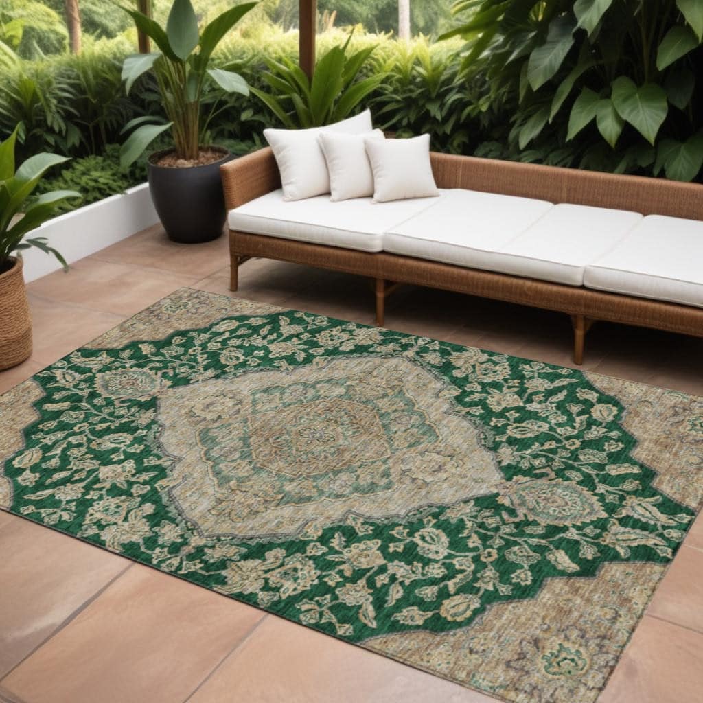 HomeRoots Oriental Traditional Rectangle Outdoor Rug