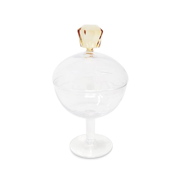Glass Jar with Colored Diamond Handle - Large - Amber
