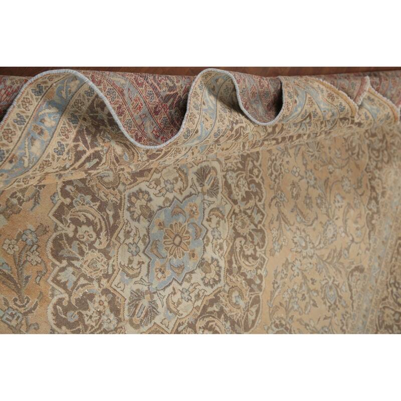 Hand Knotted Oriental 100% Wool Carpet Traditional Floral Peach Kashan Area Rug - 12' 10'' X 9' 4''