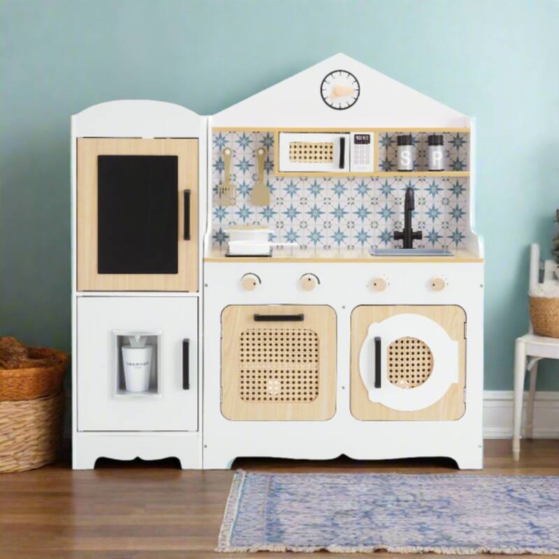 Teamson Kids Little Chef Morocco Play Kitchen & Accessories, White/Natural