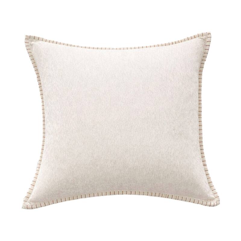 Textured Throw Pillow with Stitched Contrast Edge Set of 2 - Beige