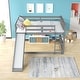 preview thumbnail 17 of 15, Grey Full over Full Wood Bunk Bed with Slide and Ladder for Kids, Boys and Girls