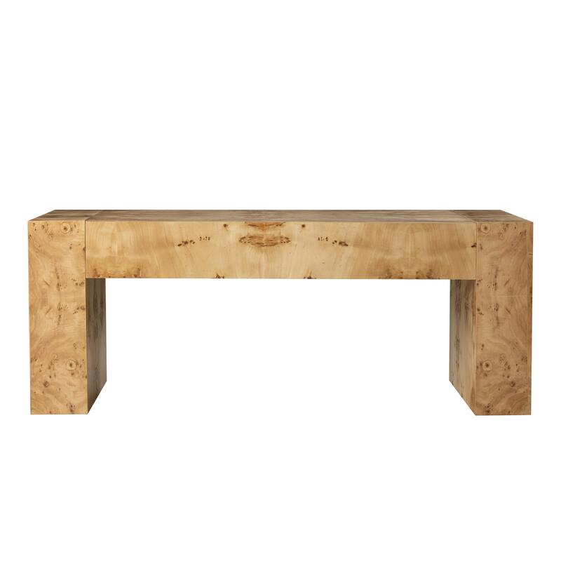 COZAYH Rustic Wood Coffee Table with Burl Finish, Farmhouse Style Center Table with Chunky Block-Legs, Lounge, Rectangular