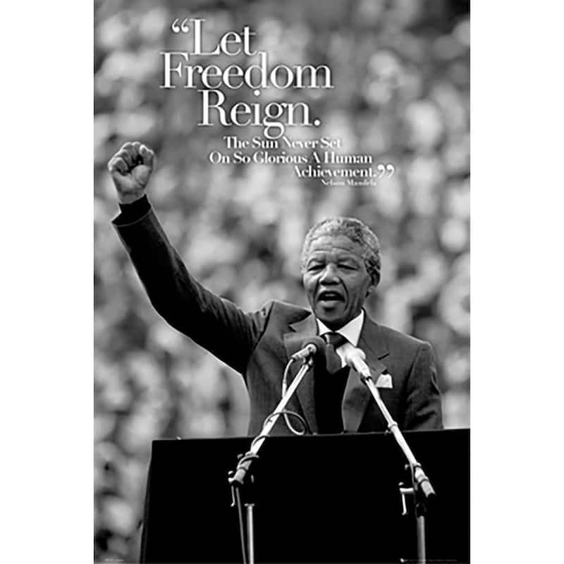 "Let Freedom Reign." Nelson Mandela Quotes Art Poster - 24 x 36 Inch