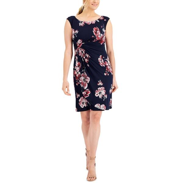 Connected Women's Cap Sleeve Side Tab Sheath Dress Blue Size 4Petite - Bed  Bath & Beyond - 40631562