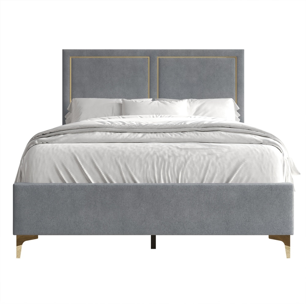 CraftPorch Minimalist Upholstered Velvet Bed