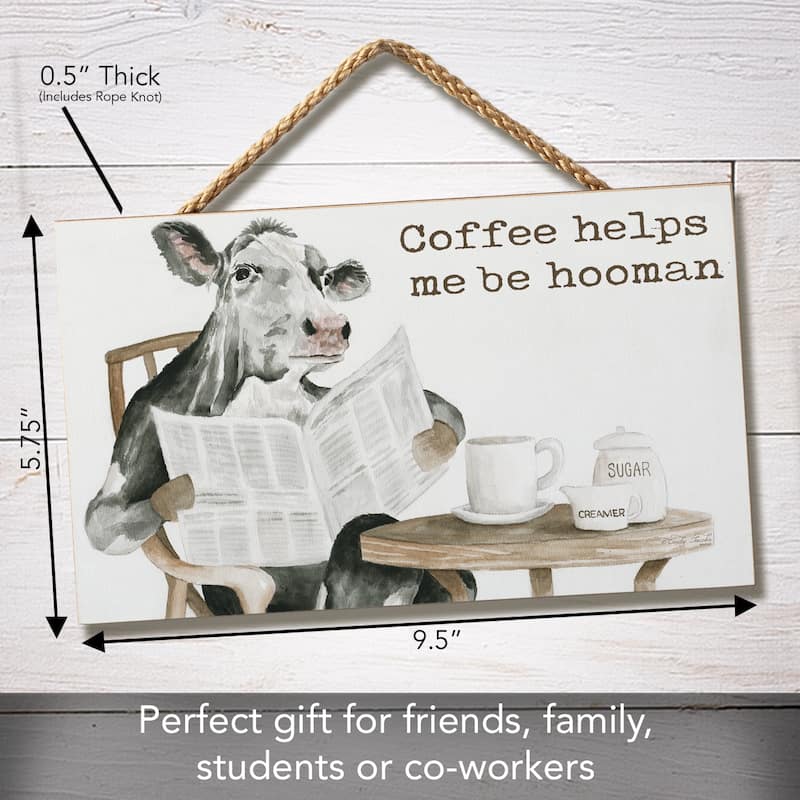Hooman Hanging Wood Sign 9.5" x 5.75" Made in the USA - Multi