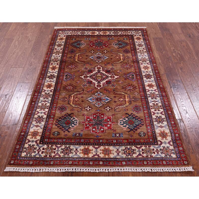 Golden Nile Super Kazak Hand Knotted Wool Rug - 3' 10" X 6' 0"