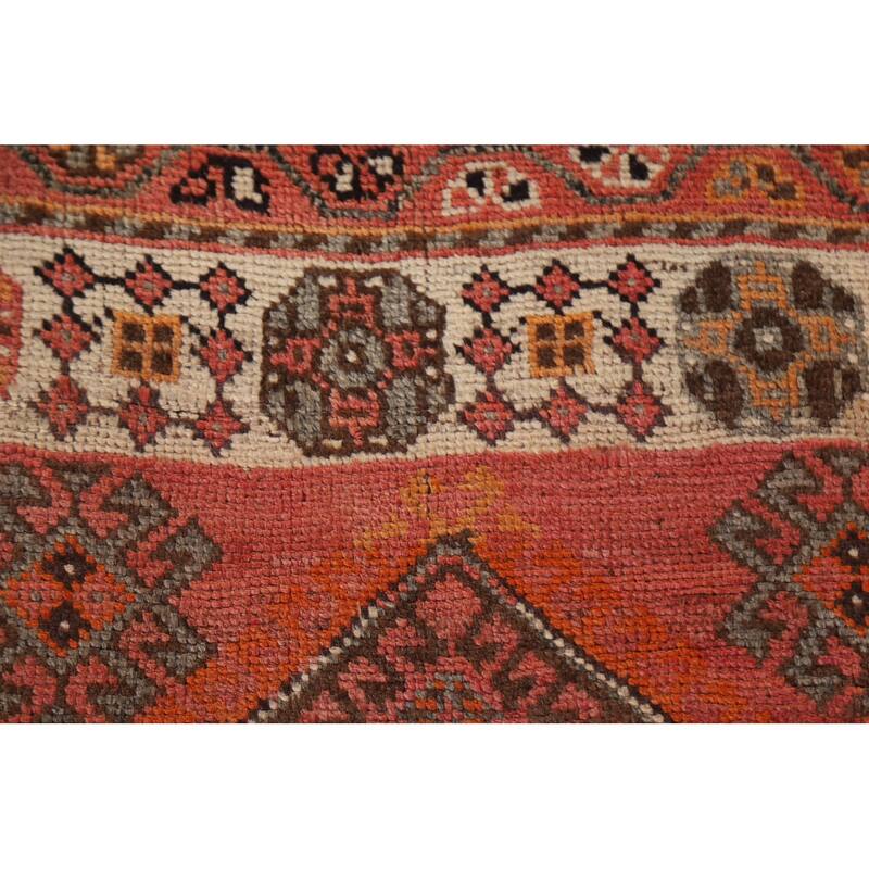Hand Knotted Oriental 100% Wool Carpet Traditional Tribal Pink Qashqai Area Rug - 7' 10'' X 4' 10''