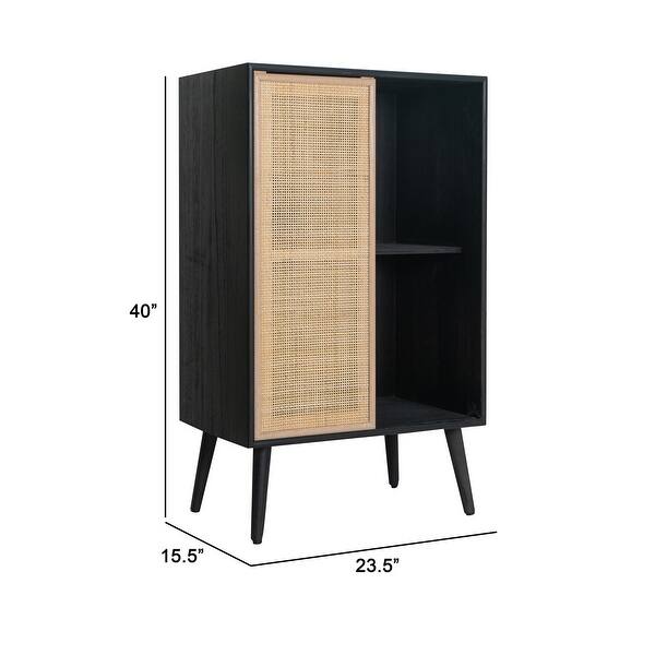 Dana 40 Inch Storage Cabinet, 1 Shelf, 2 Rattan Sliding Doors, Wood ...