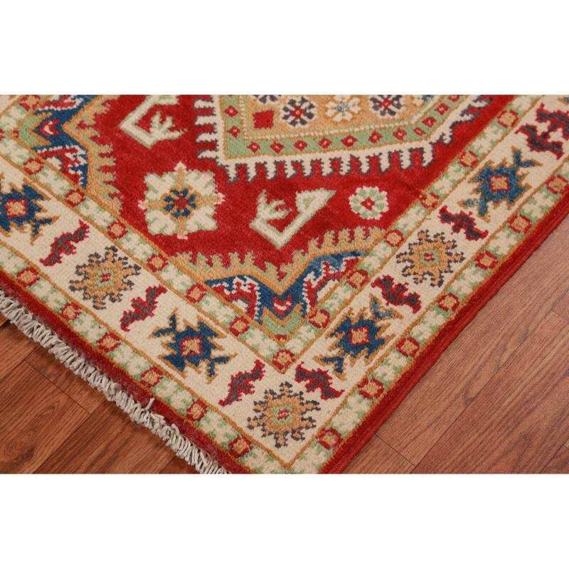 Red Kazak Oriental Accent Foyer Rug Handmade Geometric Wool Carpet - 2'0"x 3'0"