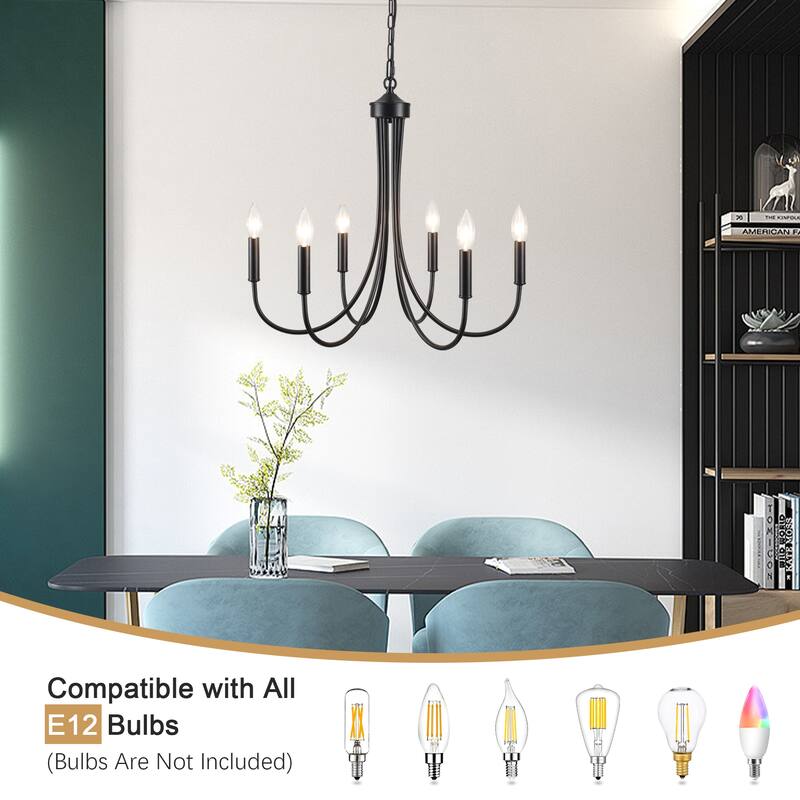 6-Light Candlestick Hanging Linear Chandelier Lighting for Kitchen Island