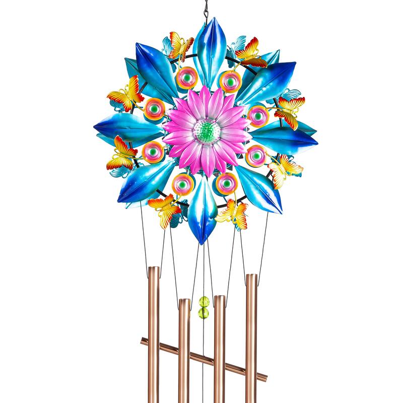 37 in. Metal Wind Spinner Wind Chime, Blue Butterflies