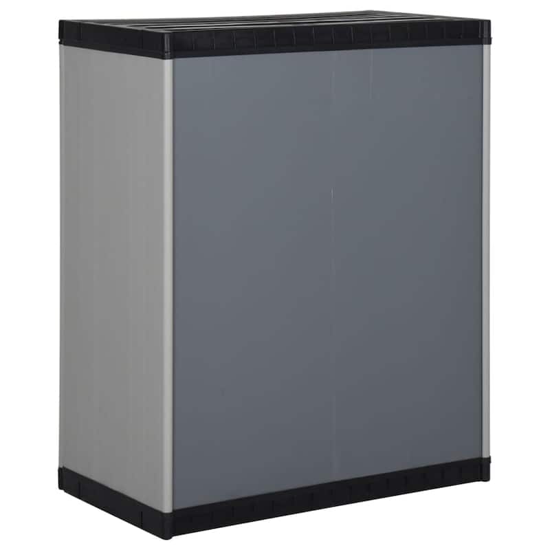 vidaXL Garden Cabinet Grey and Black PVC and Polypropylene Medium - 26.8 x 26.8 x 33.5