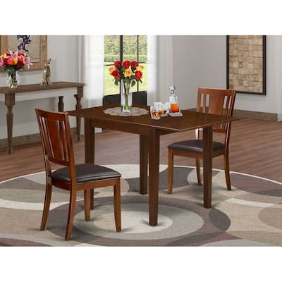 HomeStock 3-Piece Mahogany Finish Solid Wood Top Dining Table Set