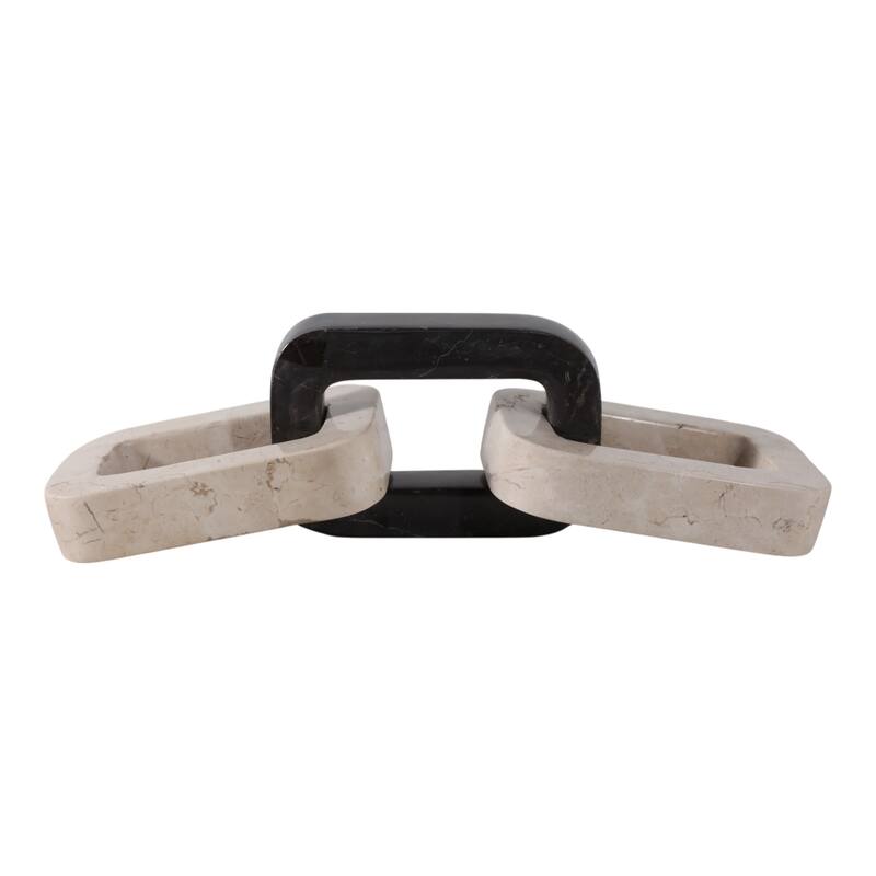 Marble Decorative Object Sculptural Linked Chain Accent - 4" Ivory - 13.25" x 4" x 4"