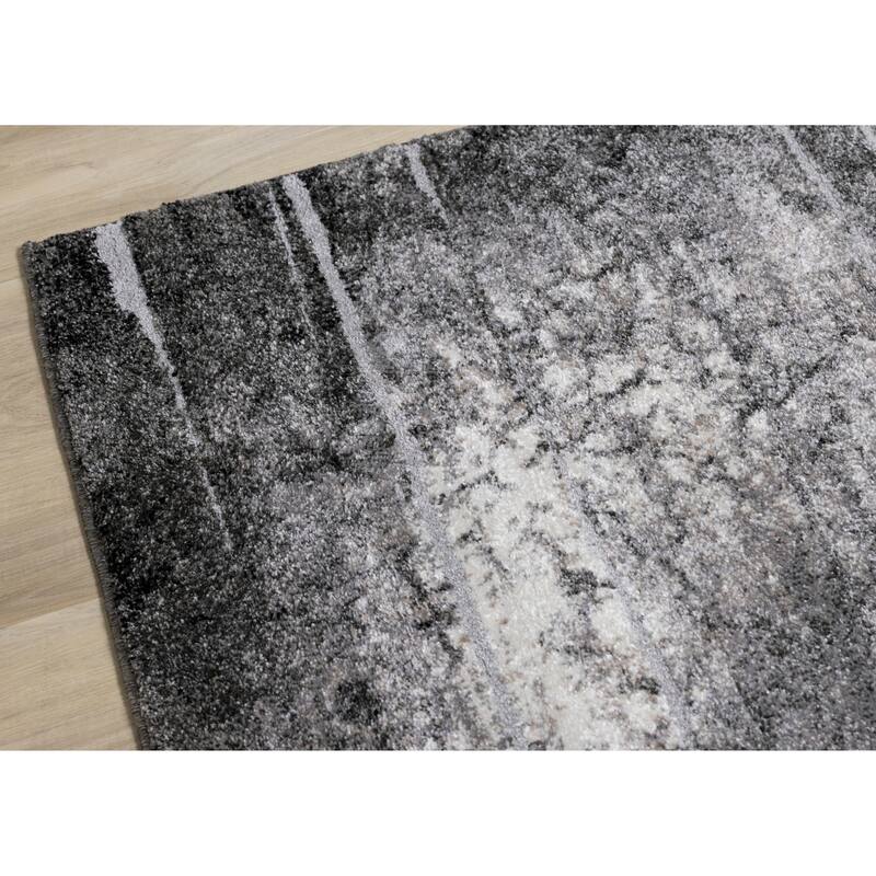 Melbourne Collection - Grey/Cream Distressed Rug