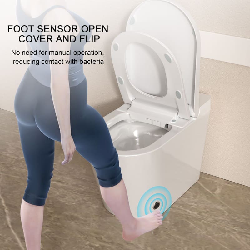 1-Piece 1.28 GPF Auto Single Flush Elongated Bidet Toilet Smart Toilet in White