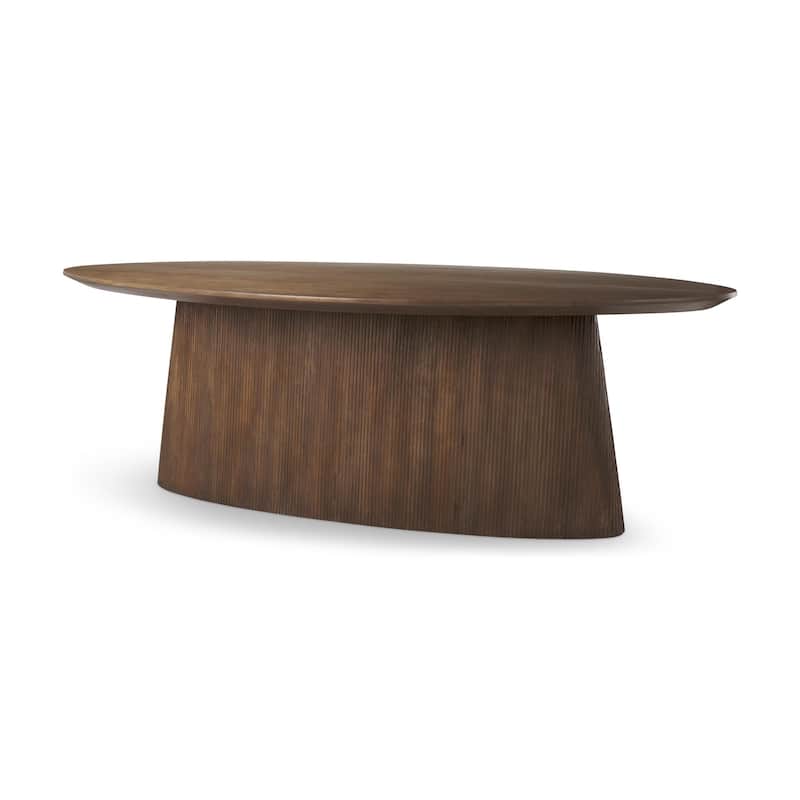 Lance 94"L x 50"W x30"H Medium Brown Solid Wood Oval Dining Table - 94.0L x 50.0W x 30.0H