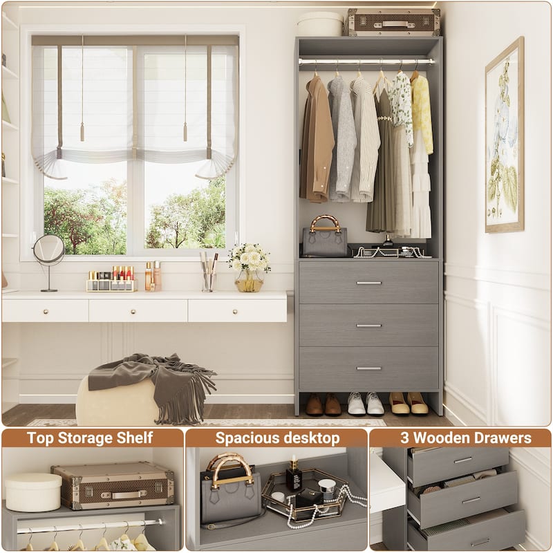 Cimly Freestanding Closet Sytem, Closet Organizer Wardrobe for Walk-in and Reach-in Closet