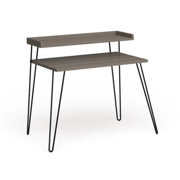 slide 5 of 10, Carson Carrington Bruhagen Sonoma Writing Desk with Riser Distressed Grey Oak