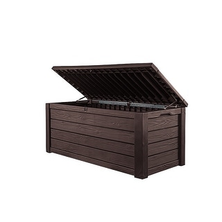 Keter Eastwood 150 Gallon Durable Resin Outdoor Storage Deck Box For Furniture and Supplies, Brown