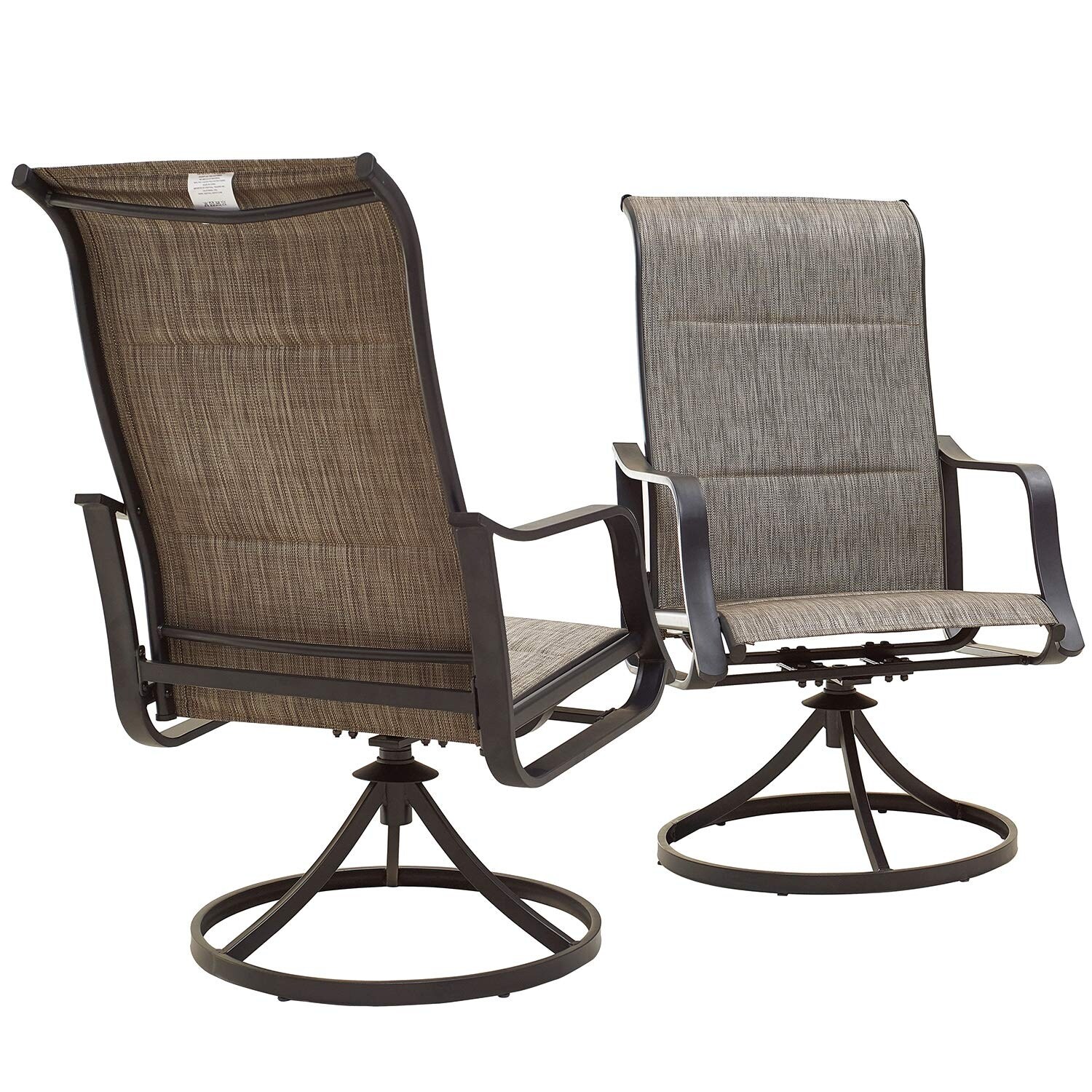 2pk Steel Patio 360 Swivel Padded Arm Chairs with Sling Seat & Back -  Captiva Designs