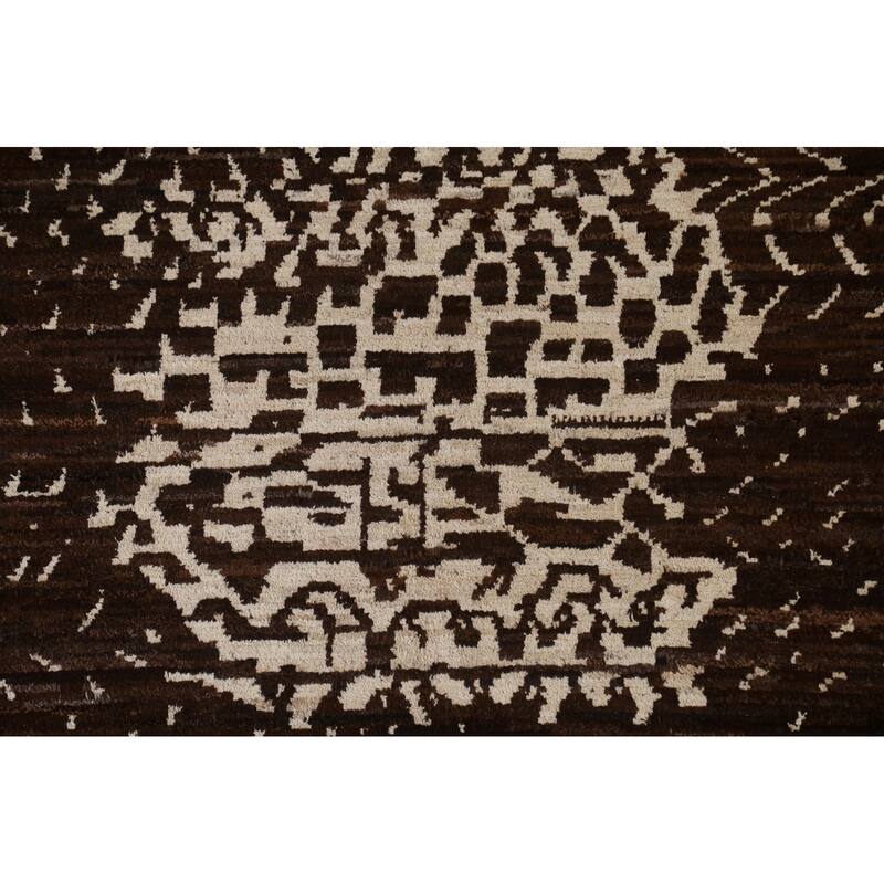 Hand Knotted Oriental 100% Wool Carpet Tribal Tribal Brown Moroccan Area Rug - 8' 2'' X 5' 7''