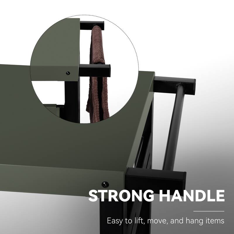 Royal Gourmet Double-Tier Dining Cart with Olive Green Top - N/A