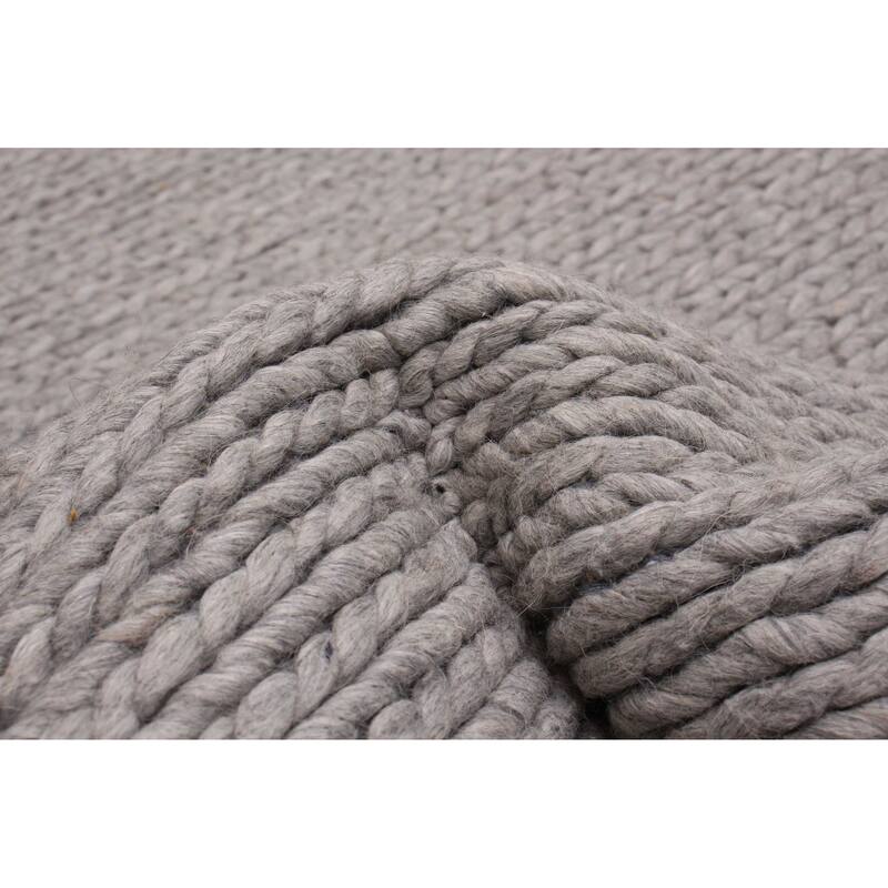 ECARPETGALLERY Braid weave Sienna Grey Wool Rug - 2'4 x 19'6