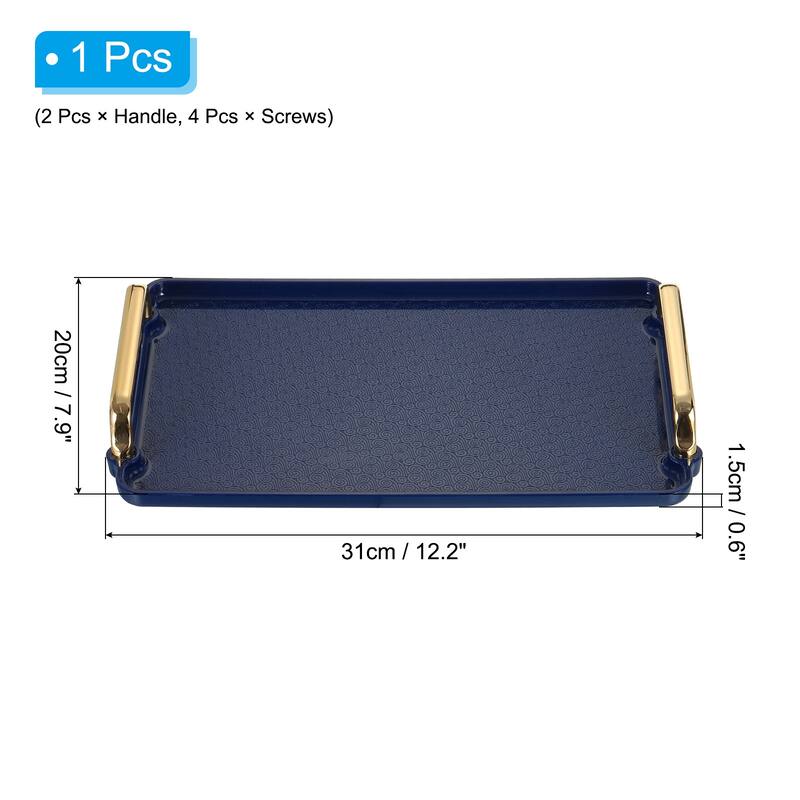 Plastic Serving Tray with Gold Handle, Decorative Tray Jewelry Platter