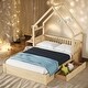 preview thumbnail 2 of 14, Kids Bed Queen Size House Platform Bed with Guardrail and 2 Drawers