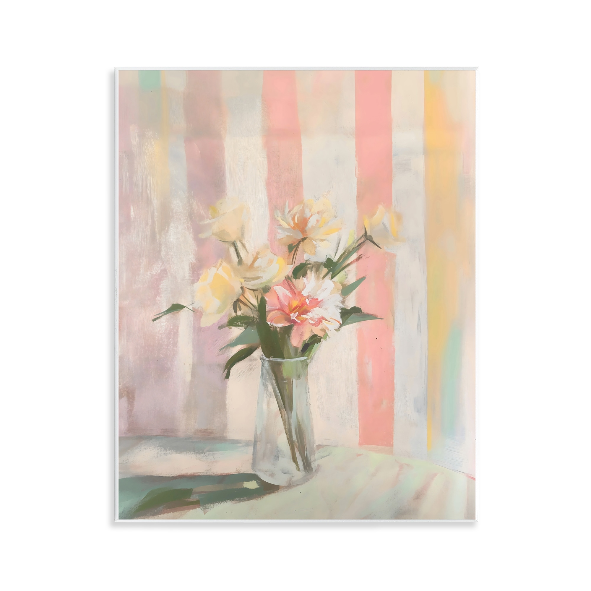 Stupell Pastel Flower Arrangement Stripes Wall Plaque Art Design By Arlington Prints