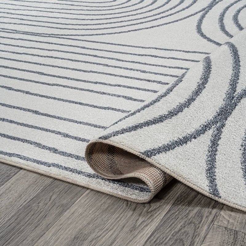 JONATHAN Y Arches Contemporary Glam Geometric Machine-Washable Cream/Dark Gray Area Rug