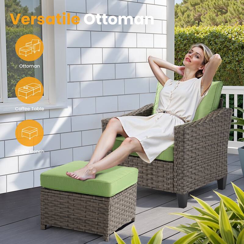 ​​OVIOS 5-Piece Outdoor Wicker Set With Ottoman