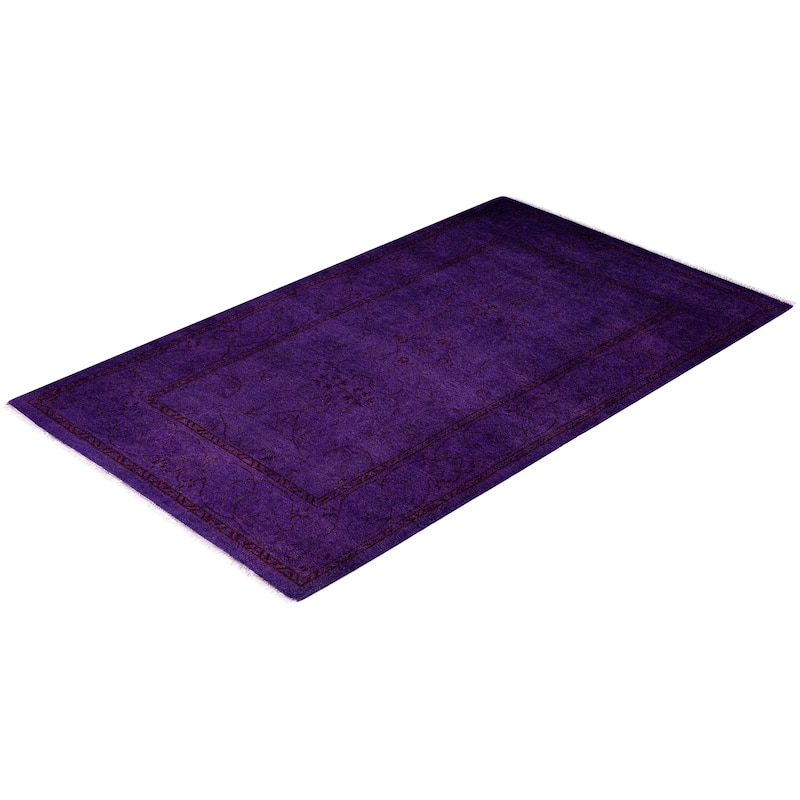 Overdyed One-of-a-Kind Hand-Knotted Area Rug - Purple - 2' 8" x 4' 4"