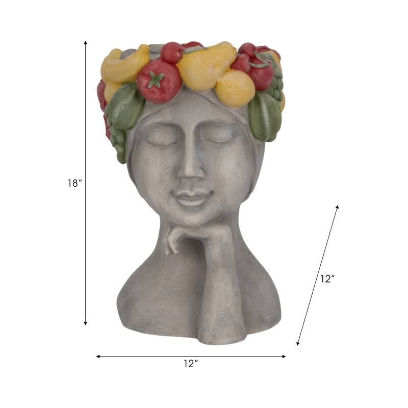 Unique Bust Style Resin Planter or Flower Pot with Crown Detail