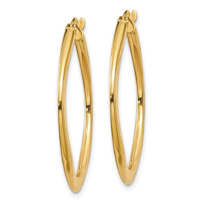 Curata 14k Yellow Gold Hinged Polished Tapered 2x30mm Square Hoop Earrings men