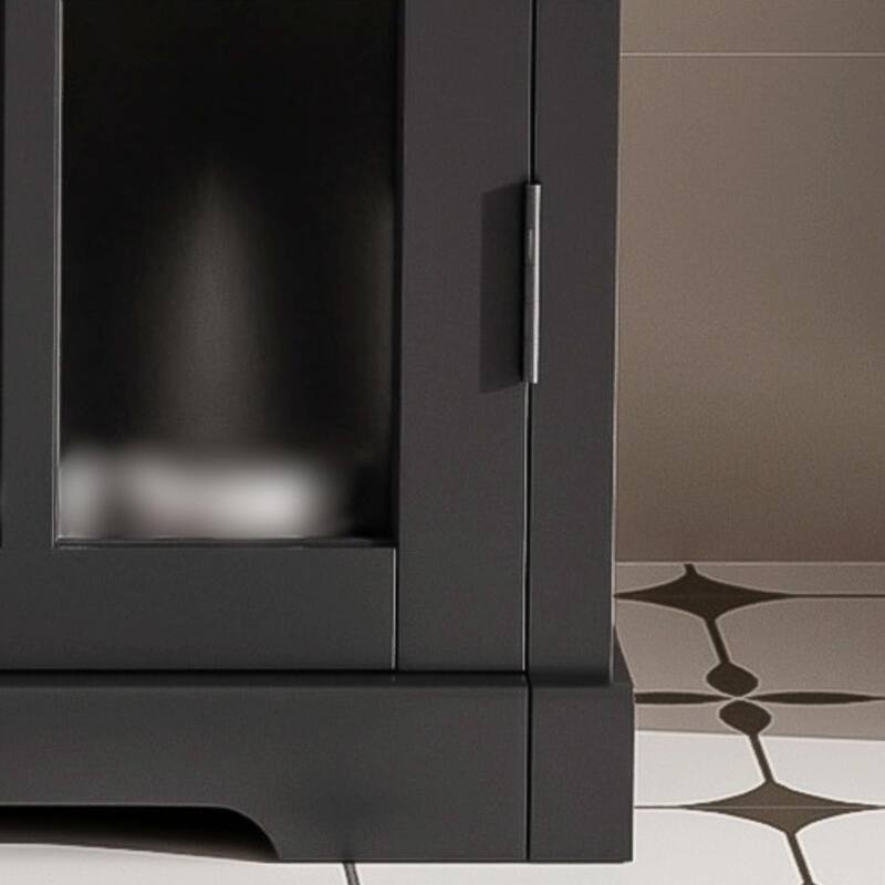 30" Modern Bathroom Vanity with Ceramic Sink, Bathroom Vanity Cabinet with Tempered Blurred Glass