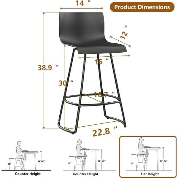 dimension image slide 0 of 6, Bar Stools Set of 4 Counter Height Bar Stools Modern Swivel Bar Stools Bar Chairs with Back Plastic
