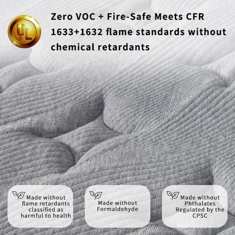 Modland 14 Inch Medium Hybrid Mattress, Euro Top - Fire-Safe CertiPUR-US Foams for Back Pain Relief, Twin/Full/Queen/King