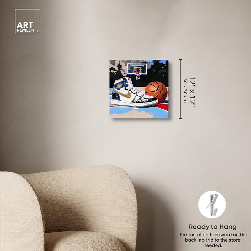 Basketball Court Blues Canvas by Art Remedy, Gallery Wrapped