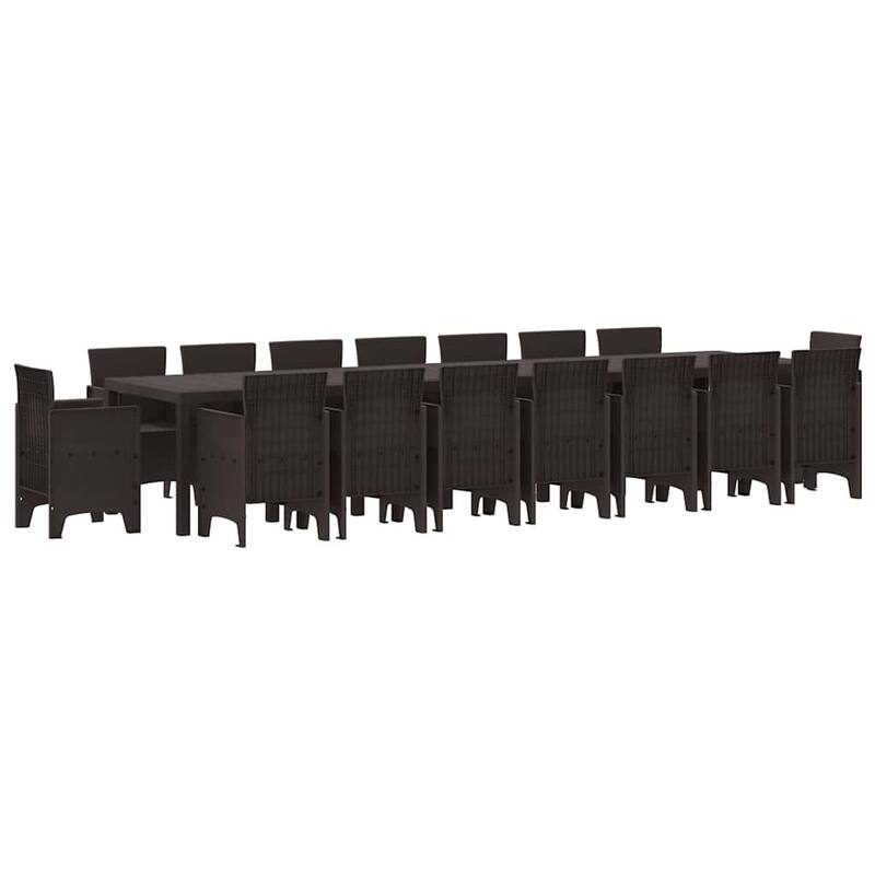 vidaXL Garden Dining Set 17 pcs Poly rattan - 157 x 39 x 29
