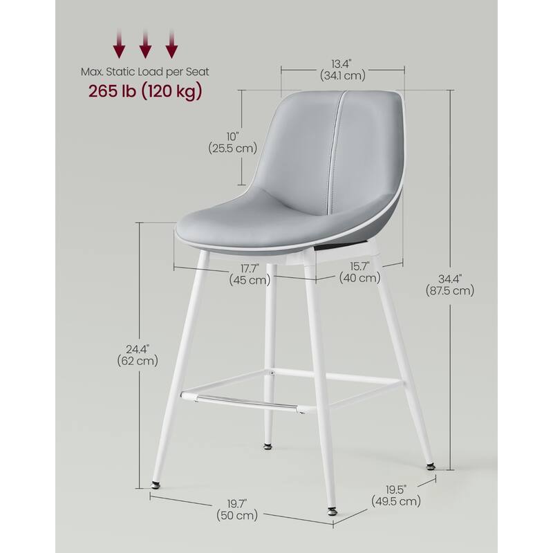 Contemporary Set of 2 Bar Stools - Stylish Seating Solution for Home