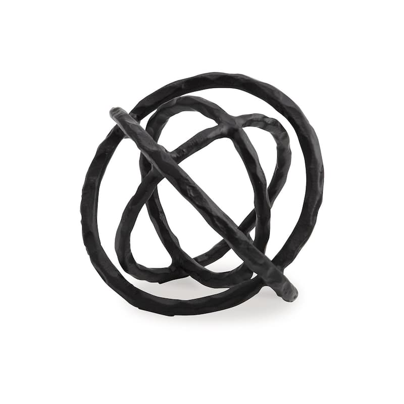 Lizy Sculpture Decor Set of 2 Interlocking Round Rings Black Cast Aluminium
