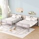 preview thumbnail 3 of 25, Metal Full over Full Bunk Bed Frame with Ladder, Full-length Guardrail for Kids, Teens - Convertible into 2 Separate Full Beds