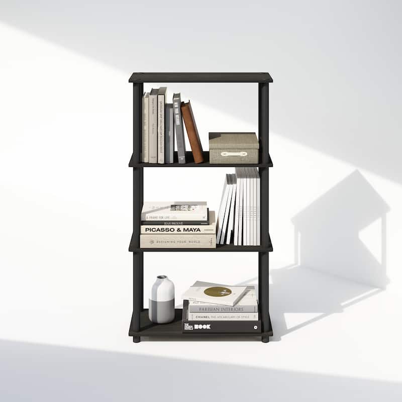 43.25 in. Tall Espresso Wood 4-Shelf Bookcase