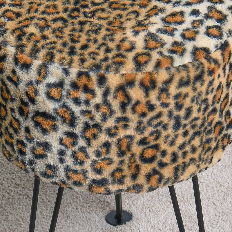 Home Soft Things Animal Pattern Ottoman Bench with Black Metal Legs